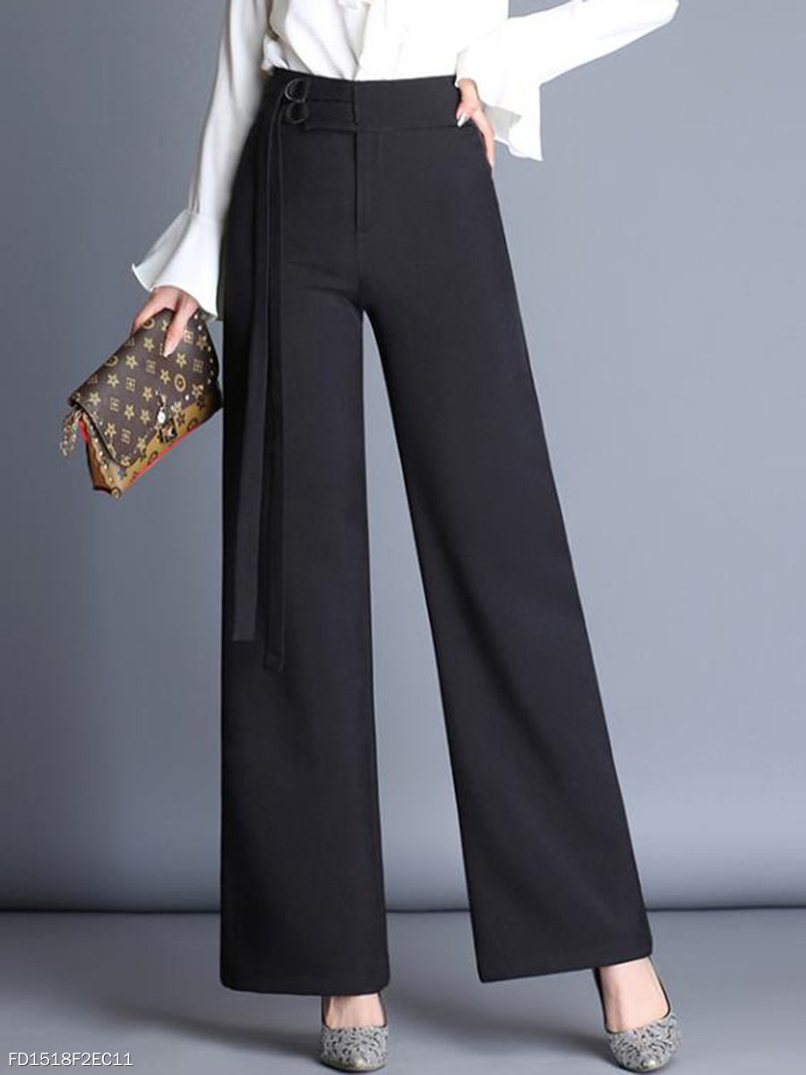 Office Black High-Rise Wide-Leg Pants