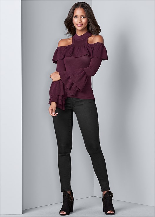 RUFFLE DETAIL SWEATER