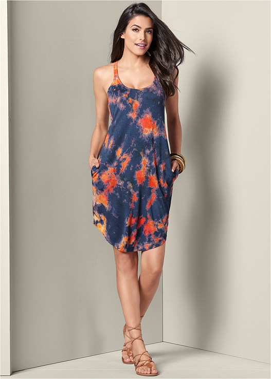 TIE DYE TANK DRESS IN BLUE MULTI