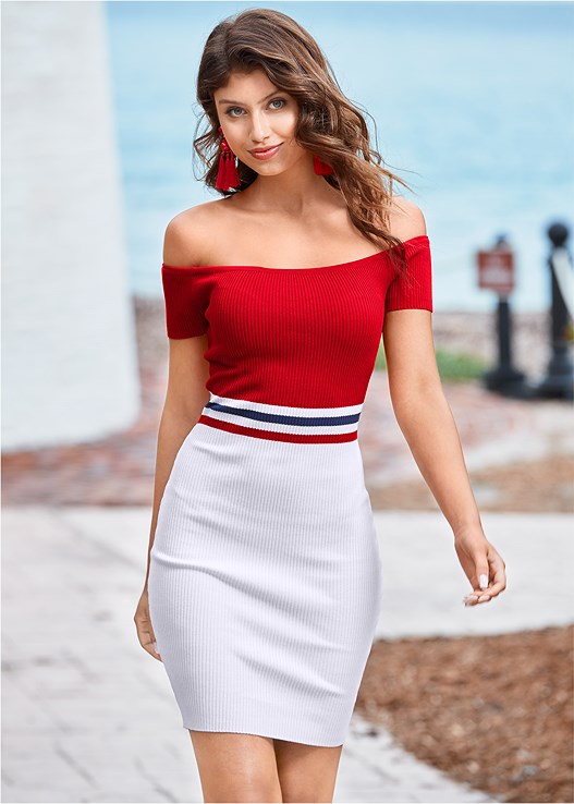COLOR BLOCK RIBBED DRESS