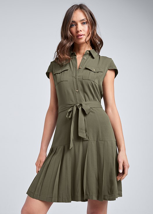 PLEATED SHIRT DRESS