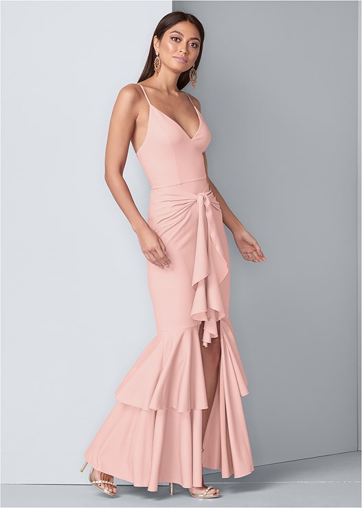 RUFFLE DETAIL GOWN