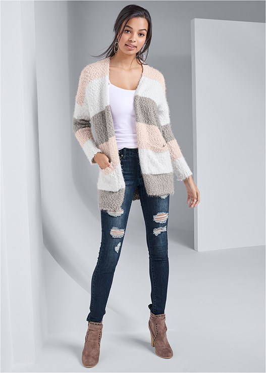 COZY STRIPED CARDIGAN
