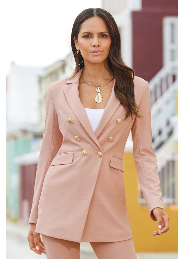 BEYOND TRAVEL SLEEK DOUBLE BREASTED JACKET