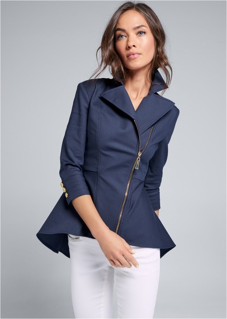 RUFFLE HEM HIGH LOW JACKET