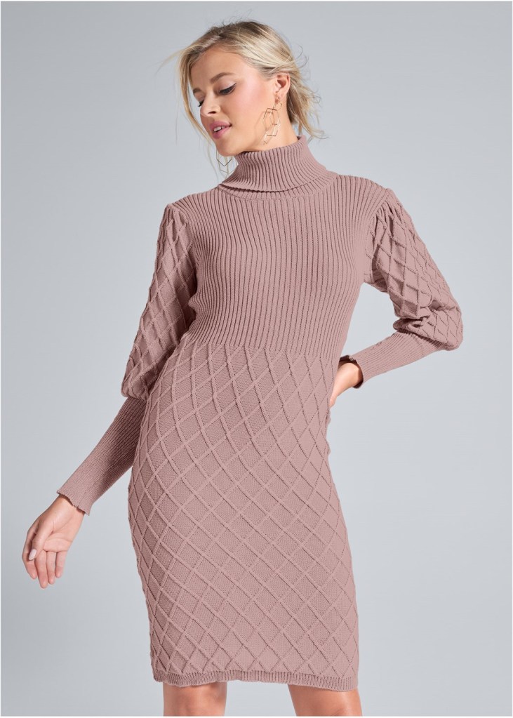 PUFF DETAIL SWEATER DRESS