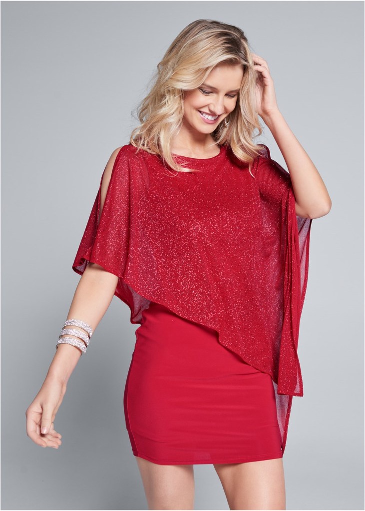 COLD SHOULDER OVERLAY DRESS