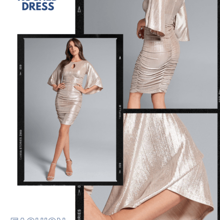METALLIC RUCHED DRESS