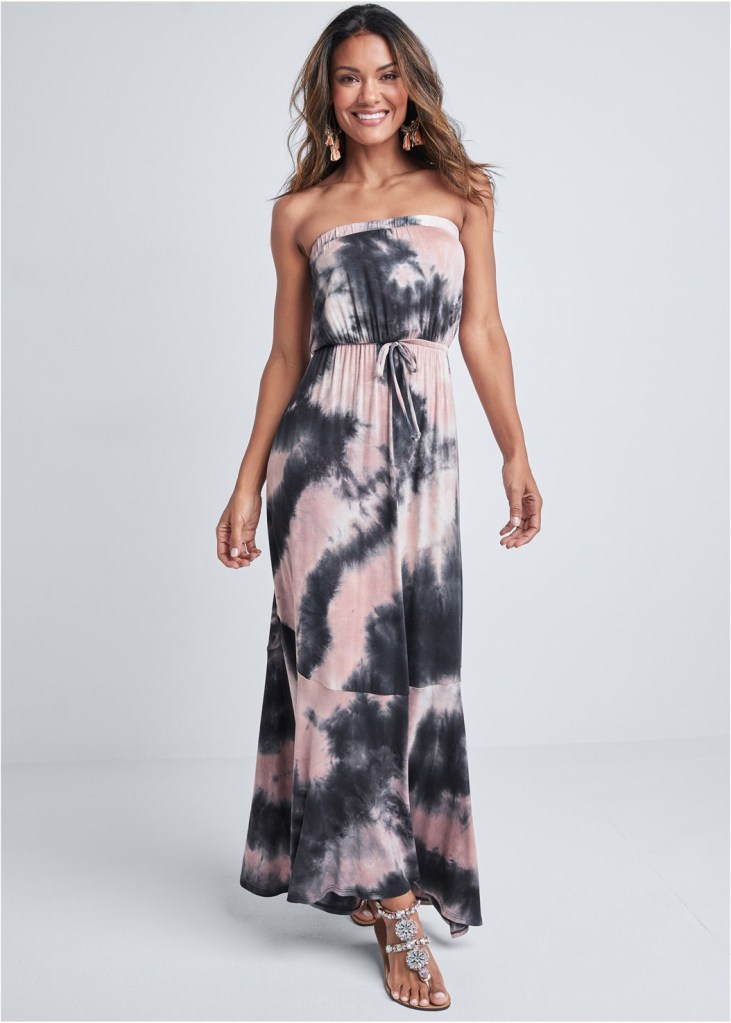 STRAPLESS TIE DYE DRESS