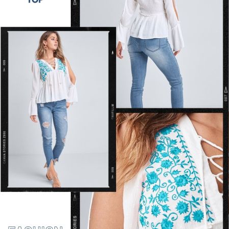 EMBROIDERED SWISS DOT TOP