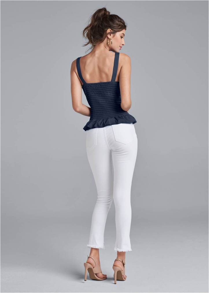 SMOCKED SLEEVELESS TOP