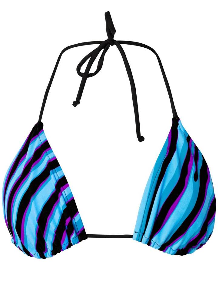 ZEBRA BLUES TRIANGLE STRING BIKINI TOP