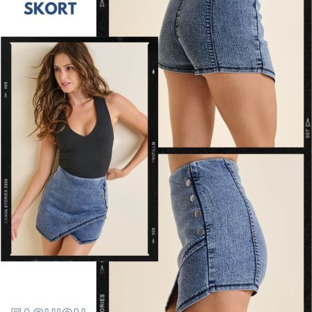 HIGH-WAIST DENIM SKORT