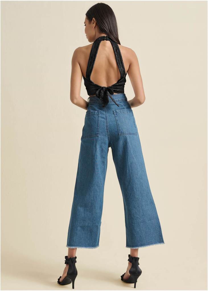 SEQUIN HALTER CROP TOP